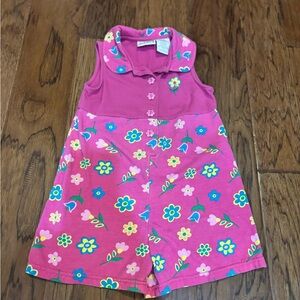 Basic Image Vintage Pink Floral Romper Girls 4/5 90s/y2k